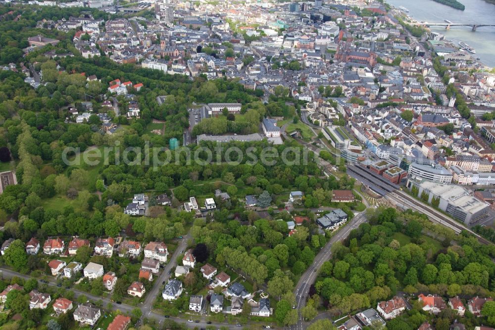 Aerial photograph Mainz - Fragments of the fortress on Jakobsberg in Mainz in the state Rhineland-Palatinate, Germany