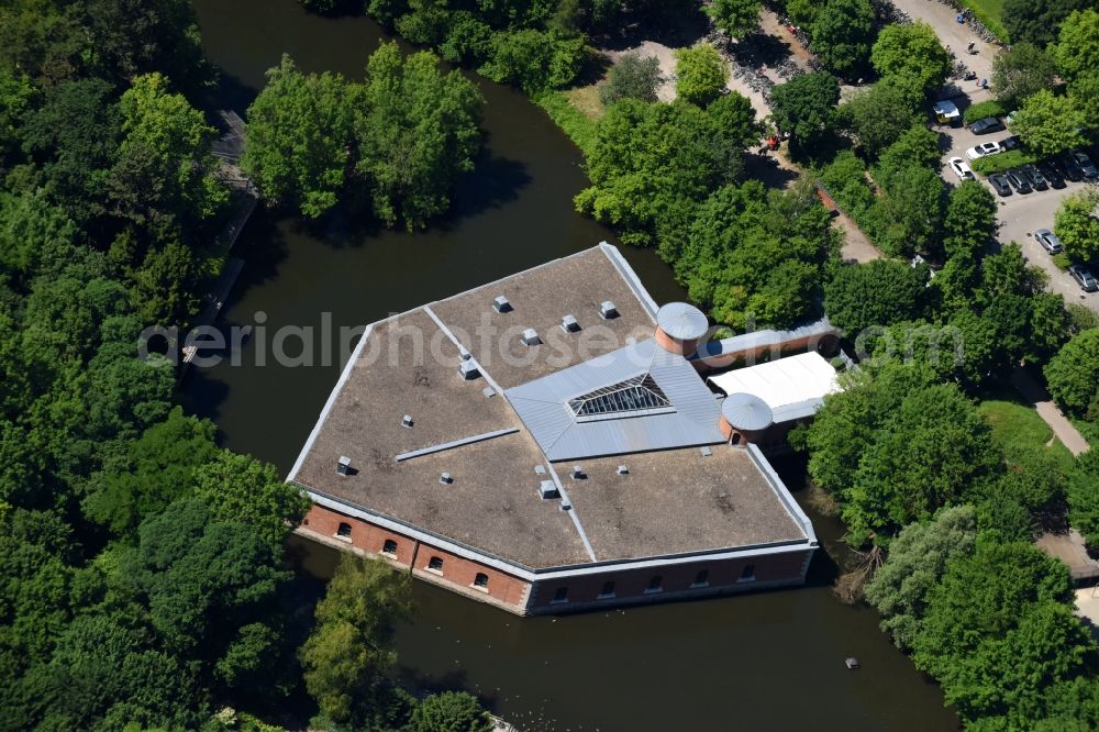 Aerial image Ingolstadt - Fragments of the fortress on Kuenettegraben on lake Schutter in Ingolstadt in the state Bavaria, Germany