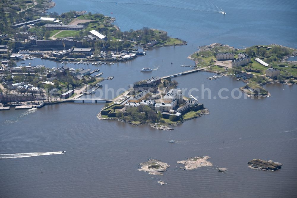 Helsinki from above - Fragments of the fortress Pikku-Musta and Laensi-Musta in Helsinki in Finland