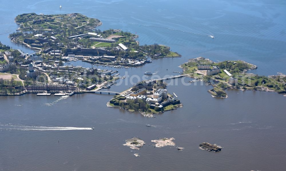 Aerial image Helsinki - Fragments of the fortress Pikku-Musta and Laensi-Musta in Helsinki in Finland