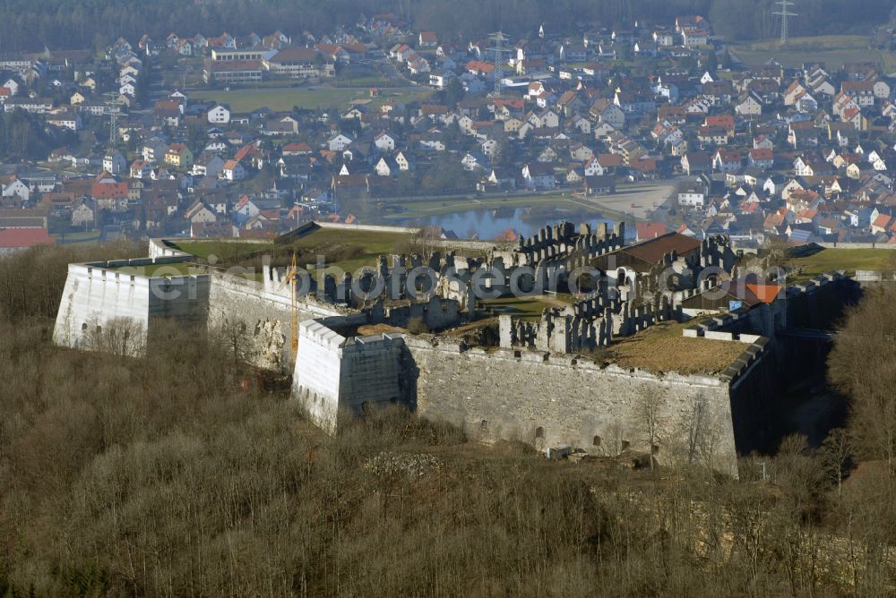 Schnaittach from above - Fragments of the fortress Rothenberg in Schnaittach in the state Bavaria, Germany