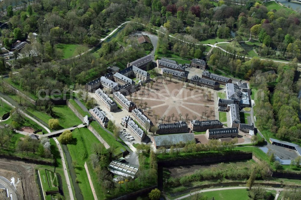 Lille from above - Fragments of the fortress Citadel Lille Avenue du am regiment in Lille in Nord-Pas-de-Calais Picardy, France