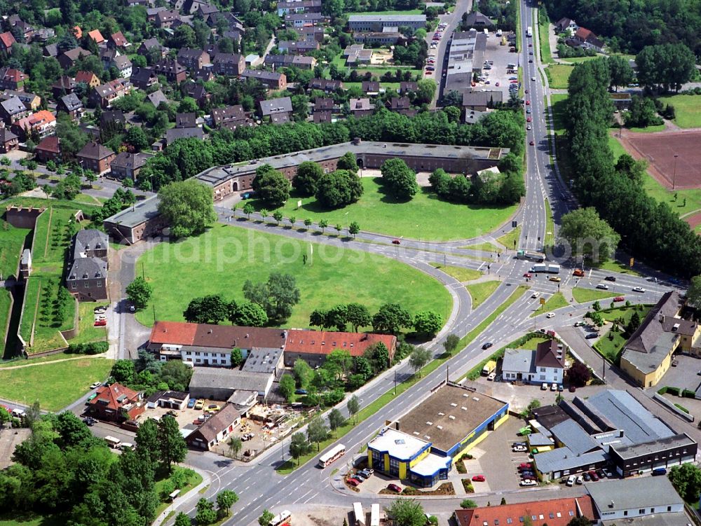 Wesel from above - Fragments of the fortress - Zitadelle in Wesel in the state North Rhine-Westphalia