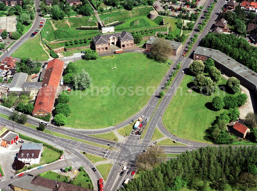 Wesel from above - Fragments of the fortress - Zitadelle in Wesel in the state North Rhine-Westphalia