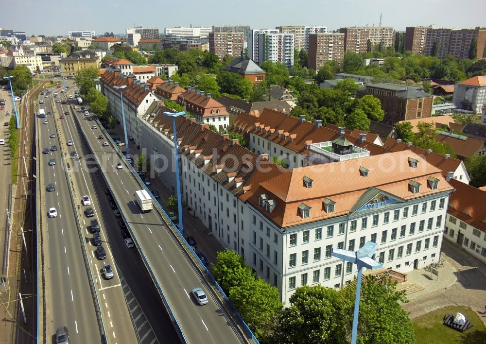 Halle (Saale) from the bird's eye view: View of the Franckesche Stiftungen zu Halle in the state Saxony-Anhalt