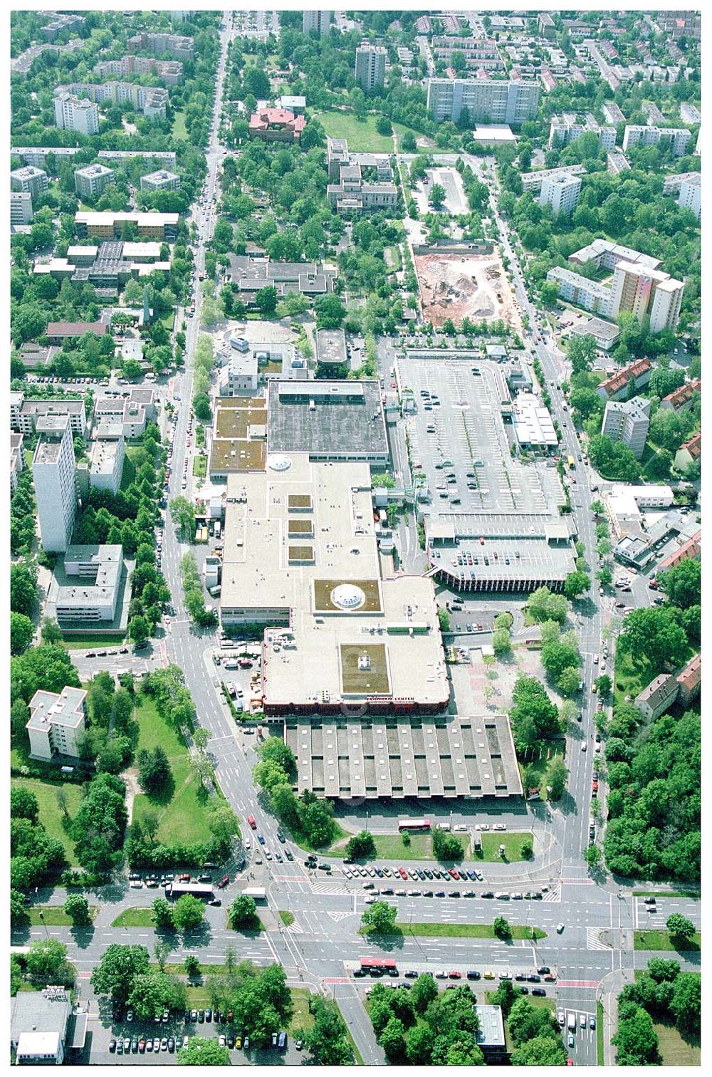 Nürnberg from the bird's eye view: , Franken Center, ECE - Center Management, Golgauer Straße 30 - 38, 90473 Nürnberg, Te. 0911/8001235, Fax: 0911/805084, E-Mail: info@Franken-Center-Nürnberg.de