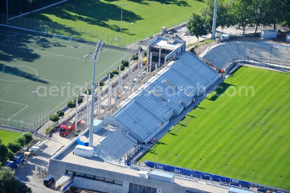 Aerial photograph Frankfurt am Main - Construction site of the Frankfurter Volksbank Stadium (formerly Stadium on Bornheimer Hang)