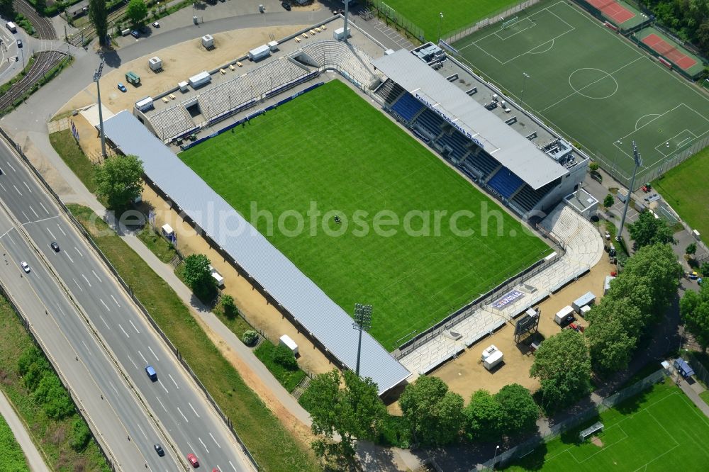 Aerial image Frankfurt am Main - View of the Frankfurter Volksbank Stadium (formerly Stadium on Bornheimer Hang)