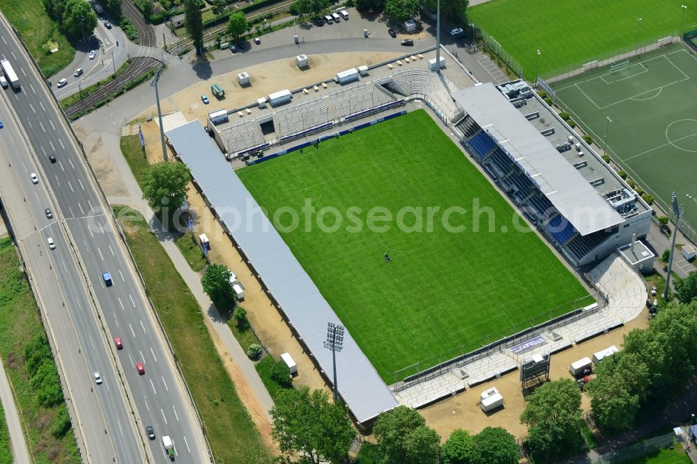 Aerial photograph Frankfurt am Main - View of the Frankfurter Volksbank Stadium (formerly Stadium on Bornheimer Hang)