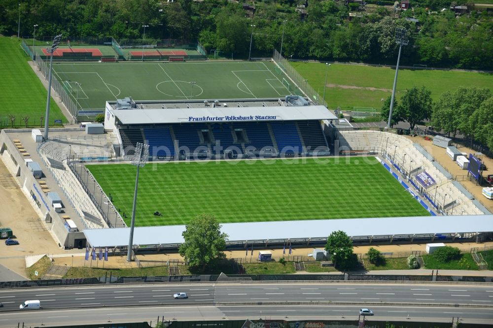 Aerial image Frankfurt am Main - View of the Frankfurter Volksbank Stadium (formerly Stadium on Bornheimer Hang)