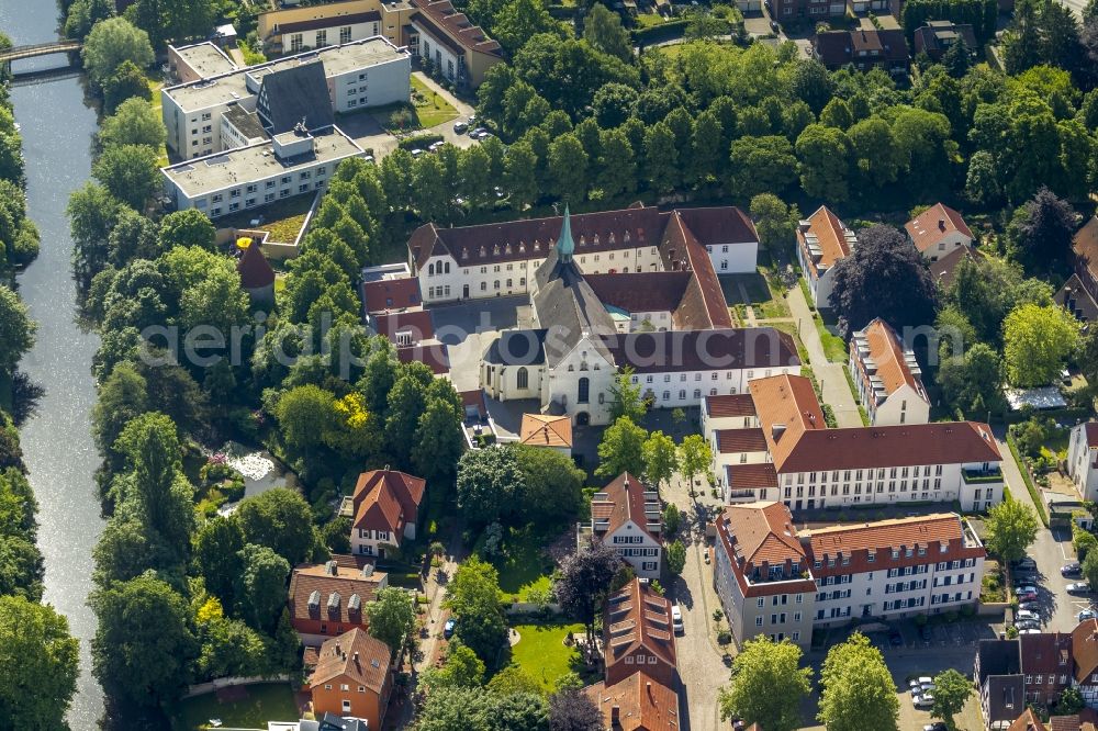 Warendorf from the bird's eye view: The buildings and the grounds of the Franciscan monastery of Warendorf in the state North Rhine-Westphalia