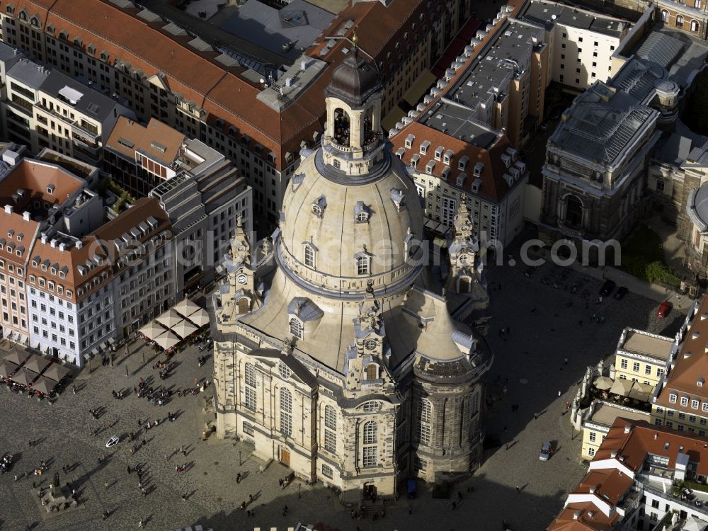 Aerial photograph Dresden - Dresden Church Frauenkirche in Dresden in Saxony