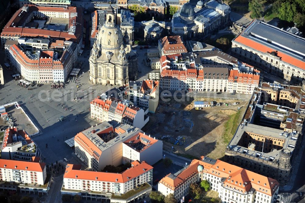 Aerial image Dresden - View of the Frauenkirche in Dresden in the state Saxony