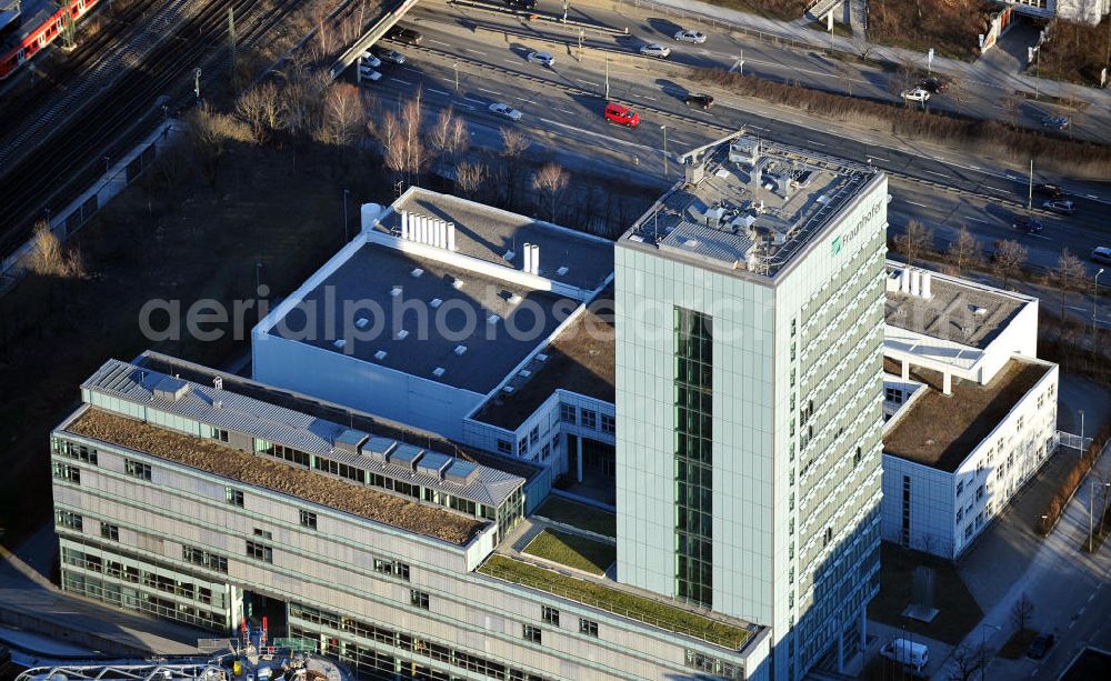 München from the bird's eye view: Das Fraunhofer-Gesellschaft, die größte Organisation für anwendungsorientierte Forschung in Europa, an der Hansastraße in München. The Fraunhofer, Europe’s largest application-oriented research organization, at the Hansastrasse in Munich.