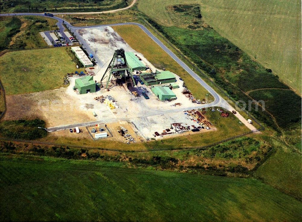 Rheinberg from above - Conveyors and mining pits at the headframe Schacht Rheinberg in the state North Rhine-Westphalia