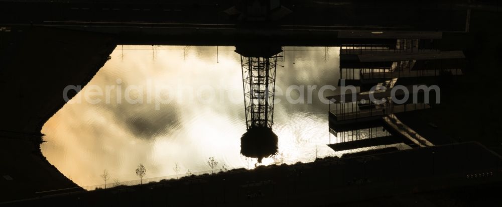 Aerial photograph Dinslaken - Conveyors and mining pits at the headframe Bergwerk Lohberg in the district Ruhr Metropolitan Area in Dinslaken in the state North Rhine-Westphalia