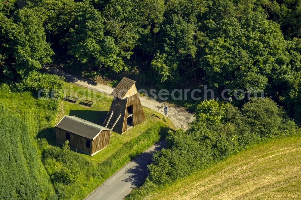 Witten from above - View of the headframe shaft Margarethe in Muttental in Witten in the ruhr in the state North Rhine-Westphalia