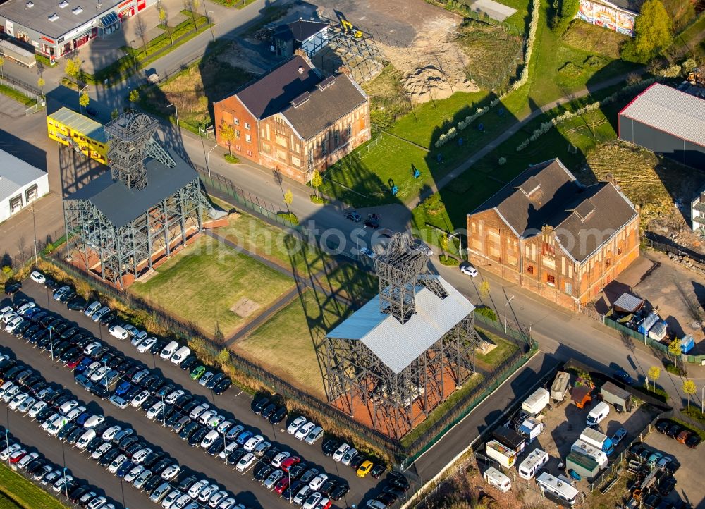 Aerial photograph Hamm - Headframe and mining towers on site of the former mining pit Radbod in the district of Bockum-Hoevel in Hamm in the state of North Rhine-Westphalia