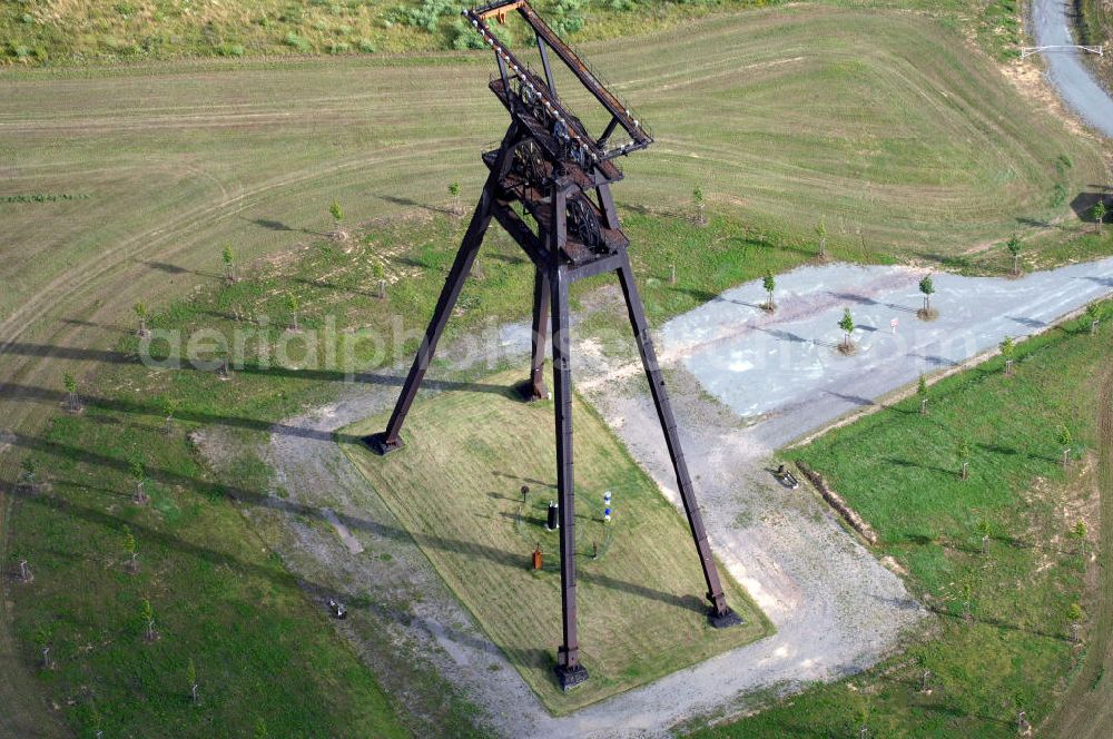 Aerial photograph Löbichau - Blick auf den Förderturm bei Löbichau. Dieser ist Teil vom Offiziellen Begleitprojekt der Bundesgartenschau 2007.