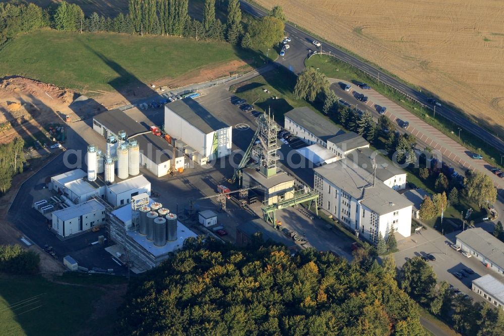 Aerial image Mühlwärts - Headframe of the mine entrance and the K & S AG on the shaft 2 in Mühlwärts in Thuringia