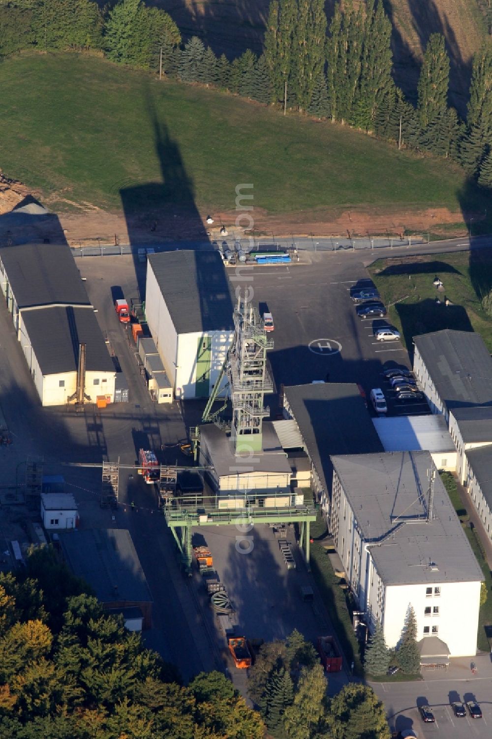 Aerial photograph Mühlwärts - Headframe of the mine entrance and the K & S AG on the shaft 2 in Mühlwärts in Thuringia