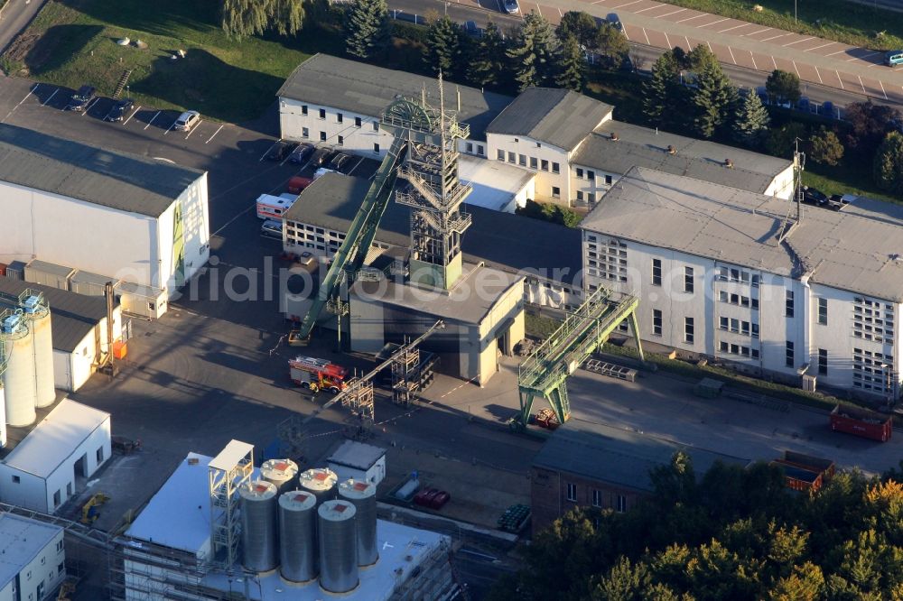 Mühlwärts from the bird's eye view: Headframe of the mine entrance and the K & S AG on the shaft 2 in Mühlwärts in Thuringia