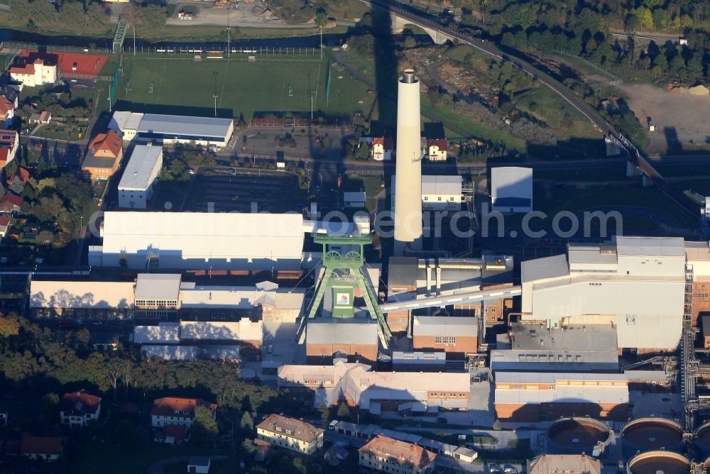 Aerial image Unterbreizbach - Headframe of the mine entrance and the K & S AG in Unterbreizbach in Thuringia