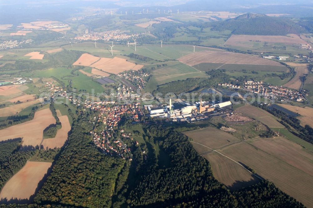 Aerial photograph Unterbreizbach - Headframe of the mine entrance and the K & S AG in Unterbreizbach in Thuringia