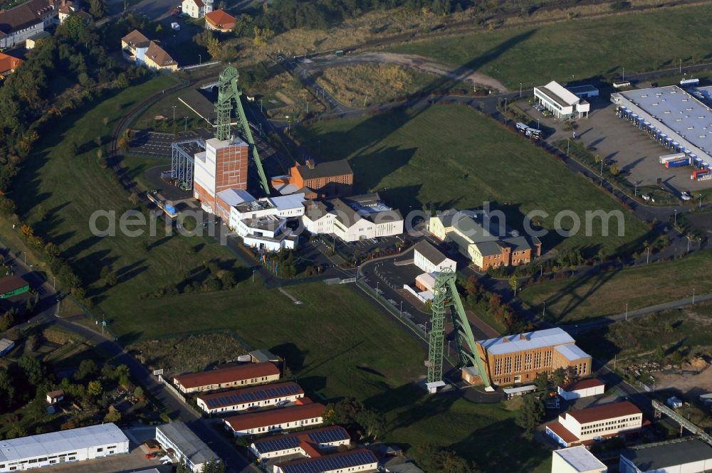 Aerial photograph Merkers - Headframe and shaft input of the mine of the K & S AG in the Mine and Industrial Museum marker in Thuringia