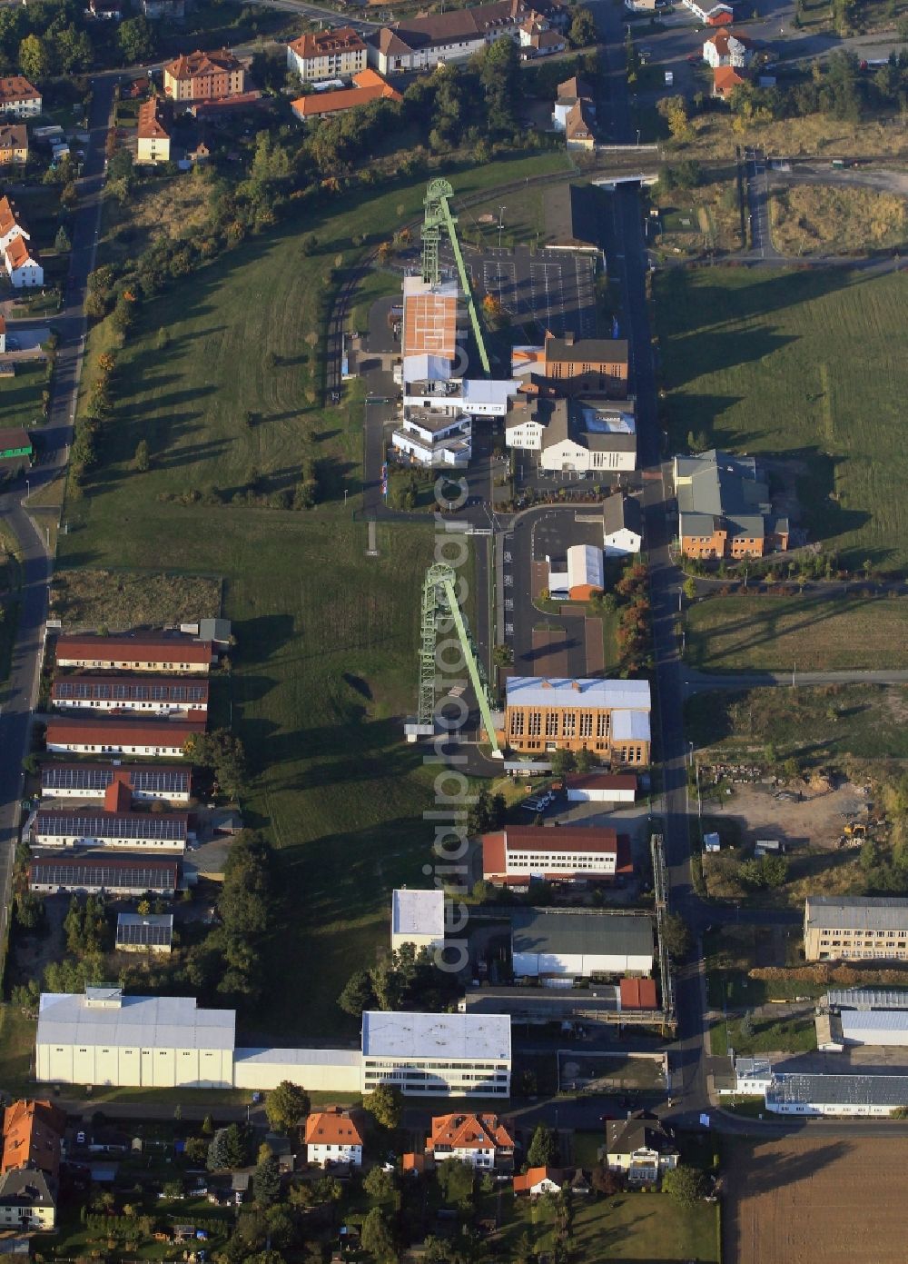 Merkers from above - Headframe and shaft input of the mine of the K & S AG in the Mine and Industrial Museum marker in Thuringia