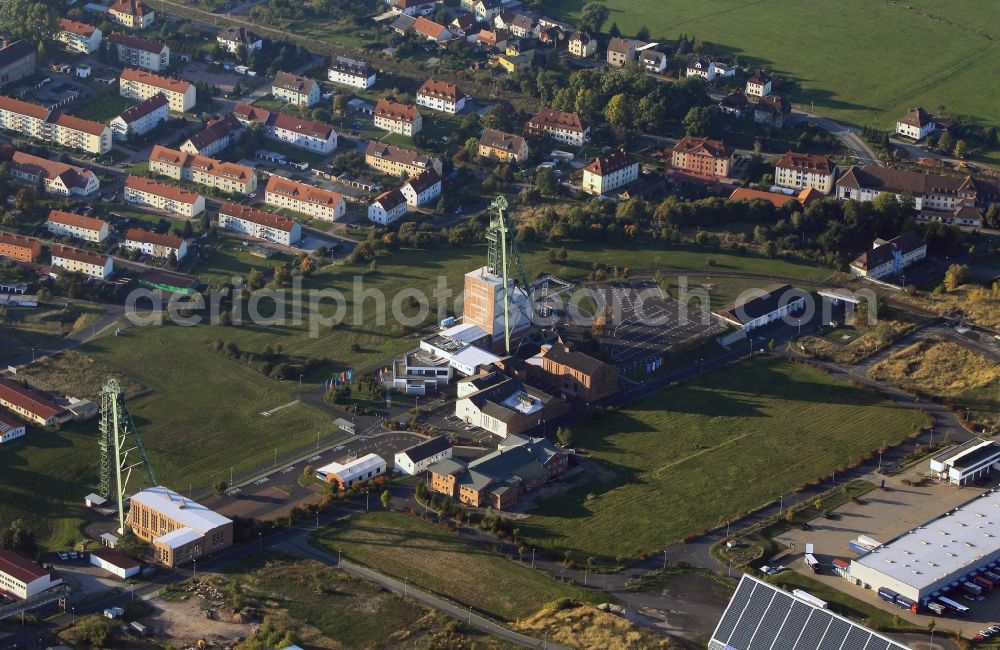 Merkers from the bird's eye view: Headframe and shaft input of the mine of the K & S AG in the Mine and Industrial Museum marker in Thuringia