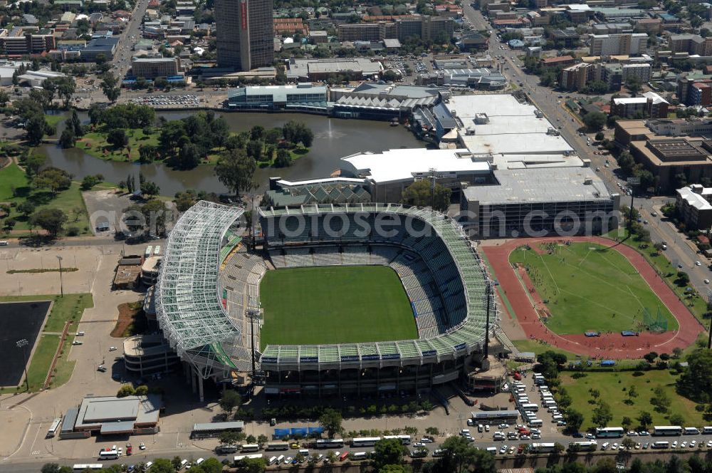 Aerial image Bloemfontein - Blick auf das Free State Stadion im Zentrum von Bloemfontein in Südafrika vor der Fußball-Weltmeisterschaft. View of the Free State Stadium in Bloemfontein in South Africa for the FIFA World Cup 2010.