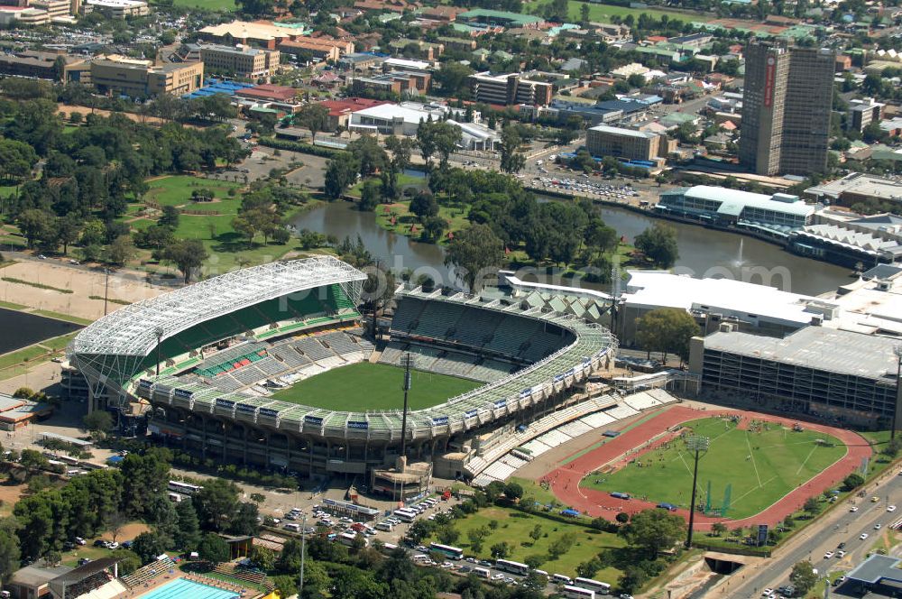 Aerial image Bloemfontein - Blick auf das Free State Stadion im Zentrum von Bloemfontein in Südafrika vor der Fußball-Weltmeisterschaft. View of the Free State Stadium in Bloemfontein in South Africa for the FIFA World Cup 2010.