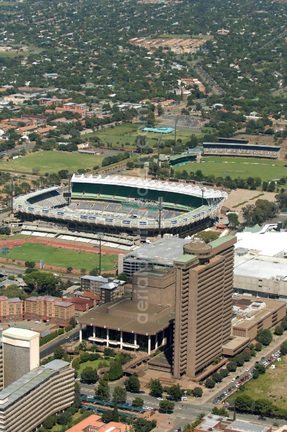 Aerial photograph Bloemfontein - Blick auf das Free State Stadion im Zentrum von Bloemfontein in Südafrika vor der Fußball-Weltmeisterschaft. View of the Free State Stadium in Bloemfontein in South Africa for the FIFA World Cup 2010.