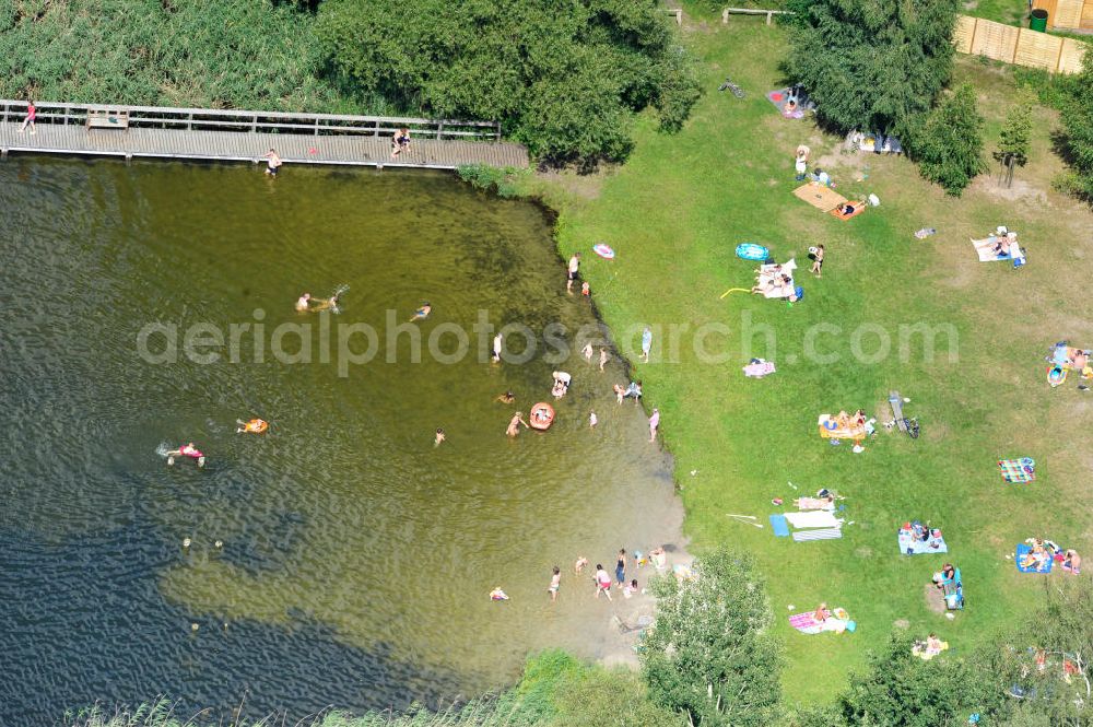 Schorfheide OT Böhmerheide from the bird's eye view: View of pool and beach shores of White Lake in Böhmerheide a district of Schorfheide in Brandenburg