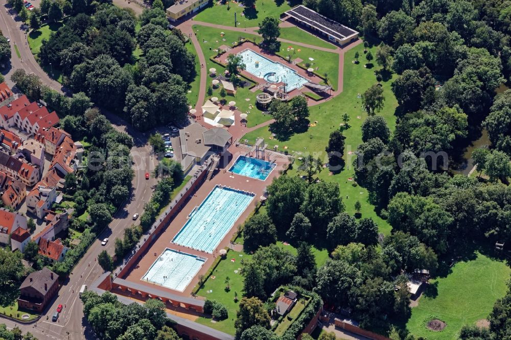 Aerial image Ingolstadt - Outdoor swimming pool in Ingolstadt in the state Bavaria