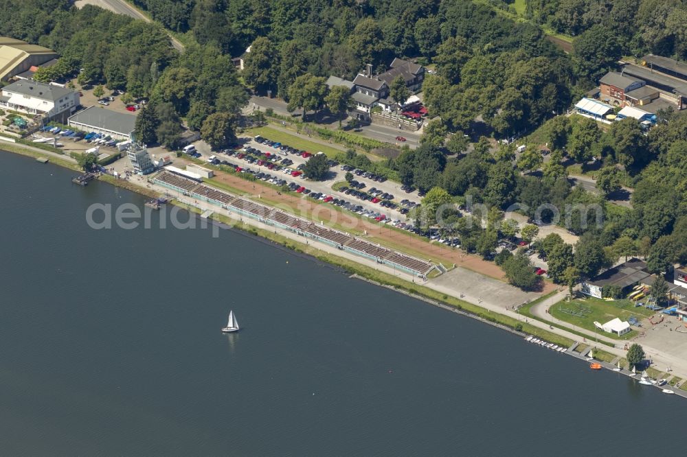 Essen from the bird's eye view: View of the Baldeney Lake in Essen in the state North Rhine-Westphalia. The Baldeney Lake is the largest of the six Ruhr artificial lakes. The Lake has been closed to bathing for decades