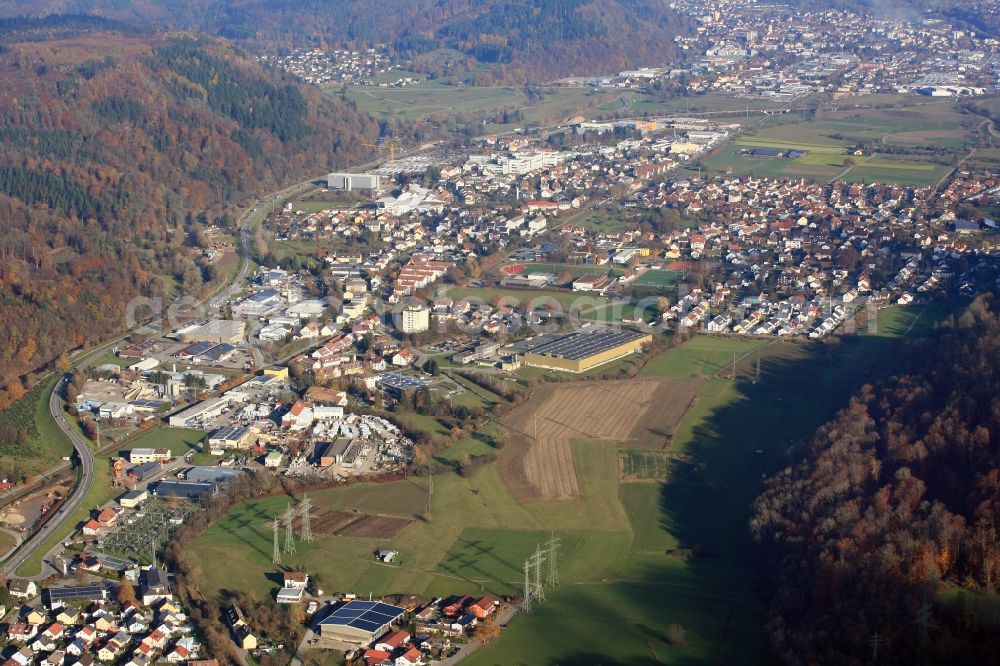 Maulburg from the bird's eye view: Open area for the new Industrial Park West in Maulburg in the state Baden-Wurttemberg, Germany