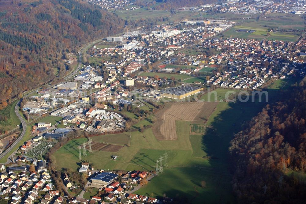 Aerial image Maulburg - Open area for the new Industrial Park West in Maulburg in the state Baden-Wurttemberg, Germany