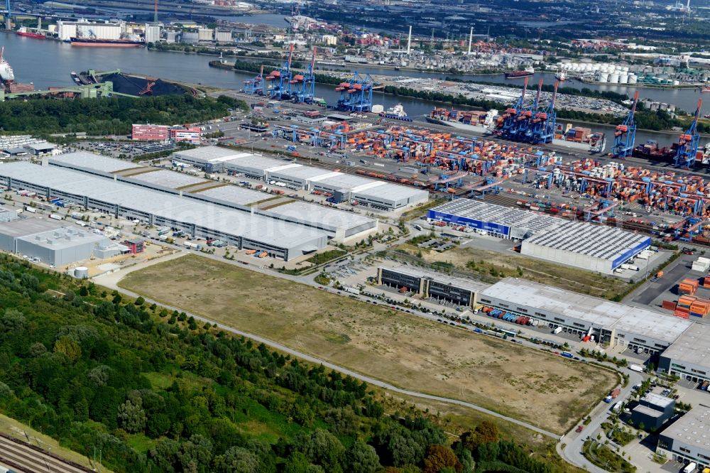 Aerial photograph Hamburg - Open space freight village FV Altenwerder in Hamburg-Harburg. A project of the Hamburg Port Authority HPA