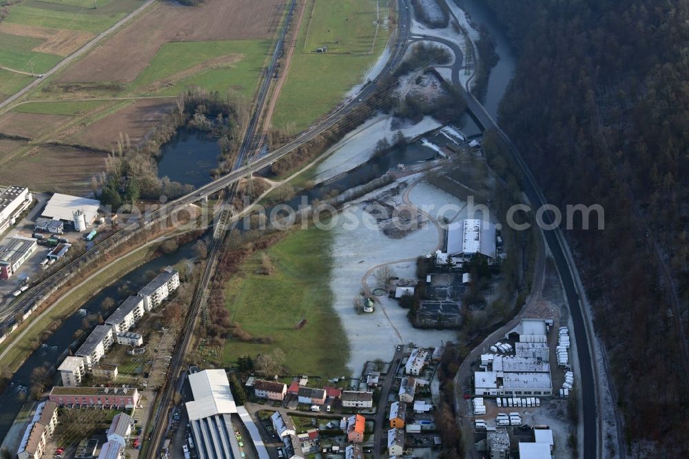 Lörrach from above - Open landscape for the new hospital of the administrative district Loerrach in the district Hauingen and the planned Commercial Area Brombach East in Loerrach in the state Baden-Wurttemberg, Germany