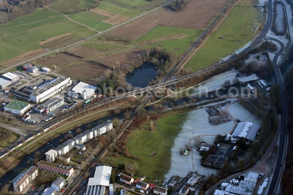 Lörrach from the bird's eye view: Open landscape for the new hospital of the administrative district Loerrach in the district Hauingen and the planned Commercial Area Brombach East in Loerrach in the state Baden-Wurttemberg, Germany