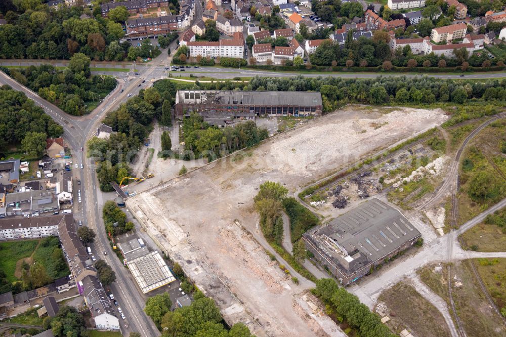 Aerial photograph Dortmund - Open spaces in the industrial park Union Gewerbehof on Rheinische Strasse in the district Union in Dortmund in the Ruhr area in the state of North Rhine-Westphalia