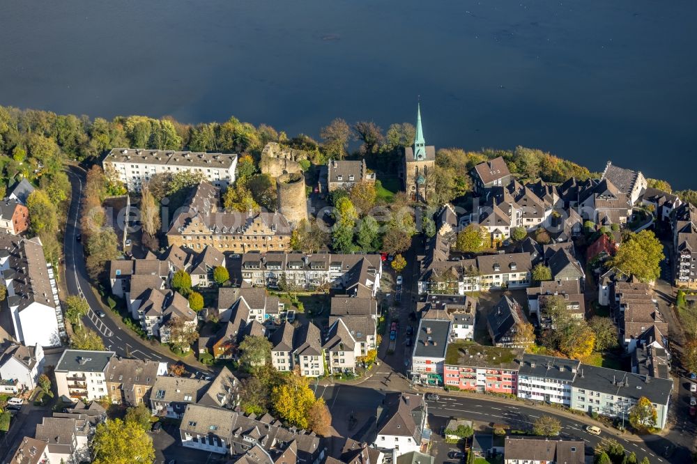 Aerial image Wetter (Ruhr) - View of the castle of Wetter and the catholic church of st.Peter and Paul in the state North Rhine-Westphalia