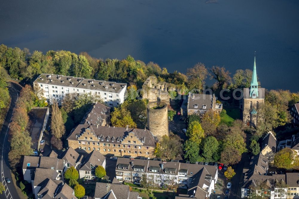 Aerial photograph Wetter (Ruhr) - View of the castle of Wetter and the catholic church of st.Peter and Paul in the state North Rhine-Westphalia