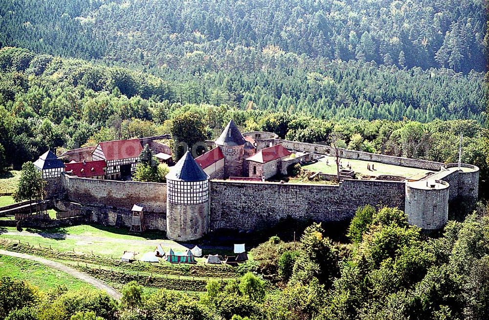 Aerial image Grebenau in Hessen am Wolfersberg - Freiherr von Dörnberg'sche Stiftung Burg Herzberg, Jürgen Frhr. von Dörnberg, (Burghauptmann) Forsthof Huhnstadt, 36287 Breitenbach/H., Tel.: 06675/512, Fax 1634, Mobil-Tel.: 0171/3641786 stiftung@burg-herzberg.de