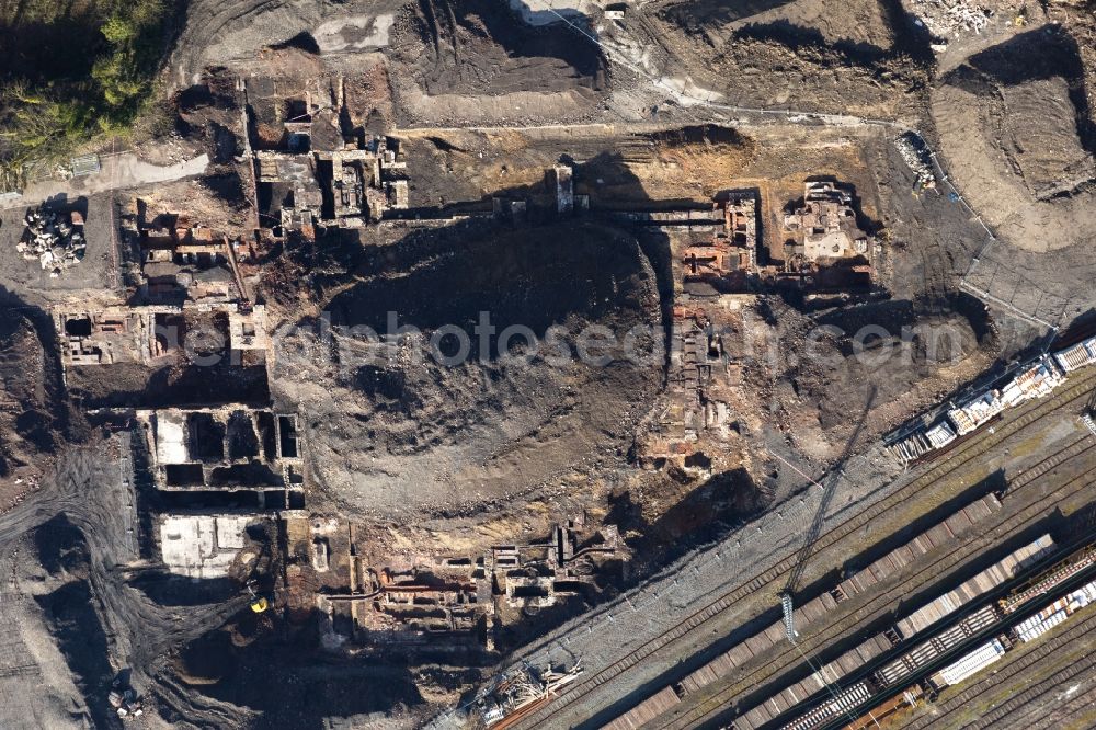 Aerial photograph Witten - Exposure of archaeological sites on the site of Drei Koenige by the Gesellschaft fuer Archaeologische Baugrund-Sanierung mbH in Witten in the state of North Rhine-Westphalia, Germany