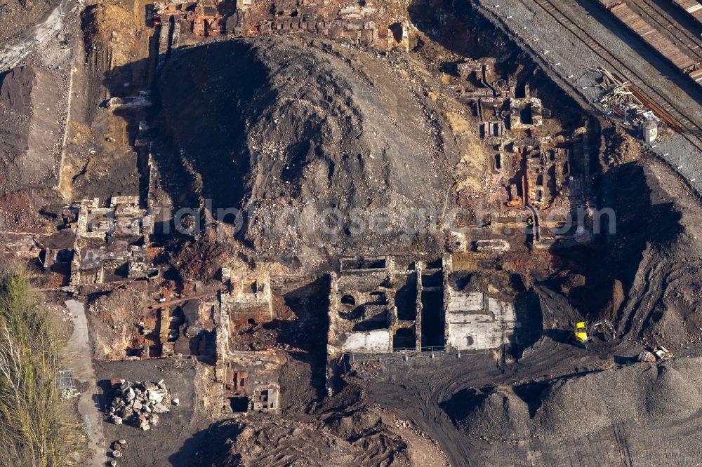 Witten from above - Exposure of archaeological sites on the site of Drei Koenige by the Gesellschaft fuer Archaeologische Baugrund-Sanierung mbH in Witten in the state of North Rhine-Westphalia, Germany