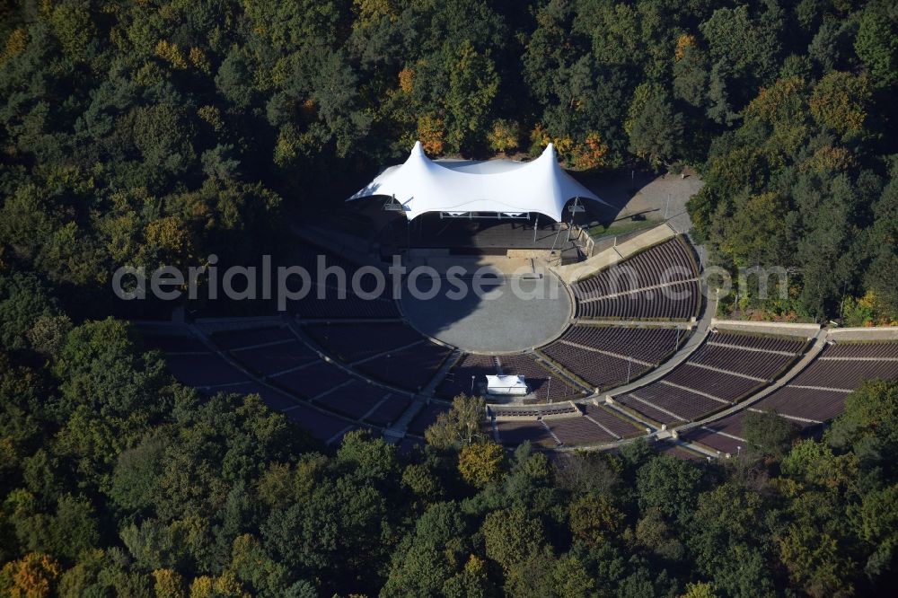 Berlin from above - Open-air stage of the Waldbuehne Berlin on Glockenturmstrasse in Berlin in Germany