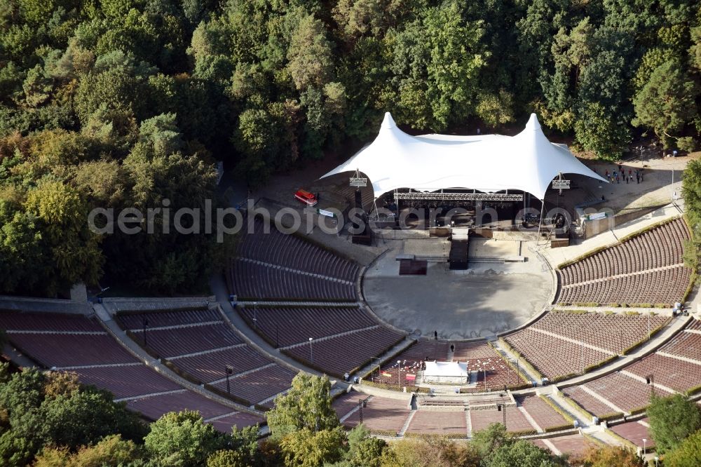 Berlin from the bird's eye view: Open-air stage of the Waldbuehne Berlin on Glockenturmstrasse in Berlin in Germany